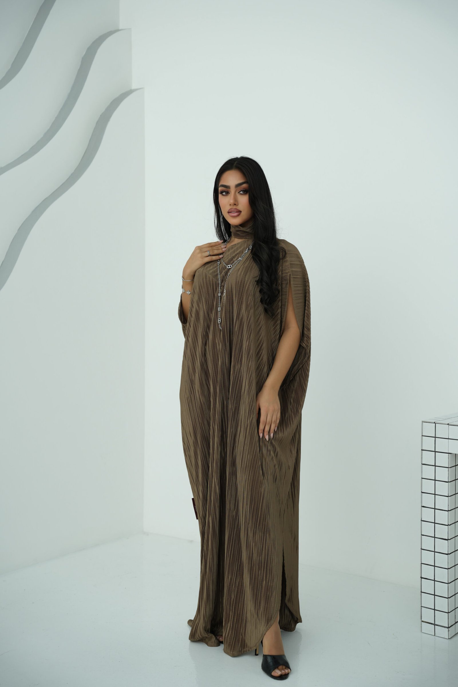 The pleated Free size - olive - الصورة 5