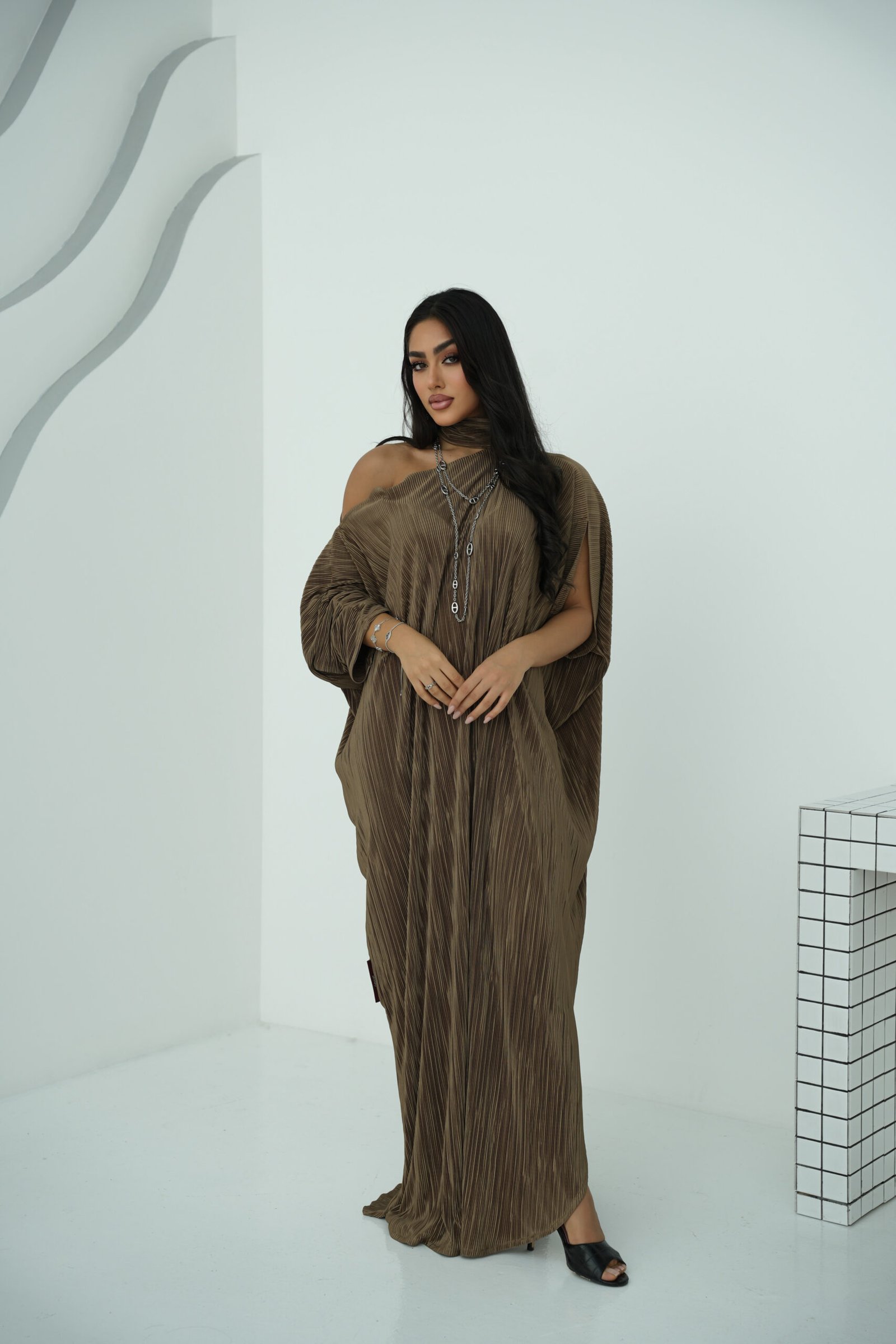 The pleated Free size - olive - الصورة 7