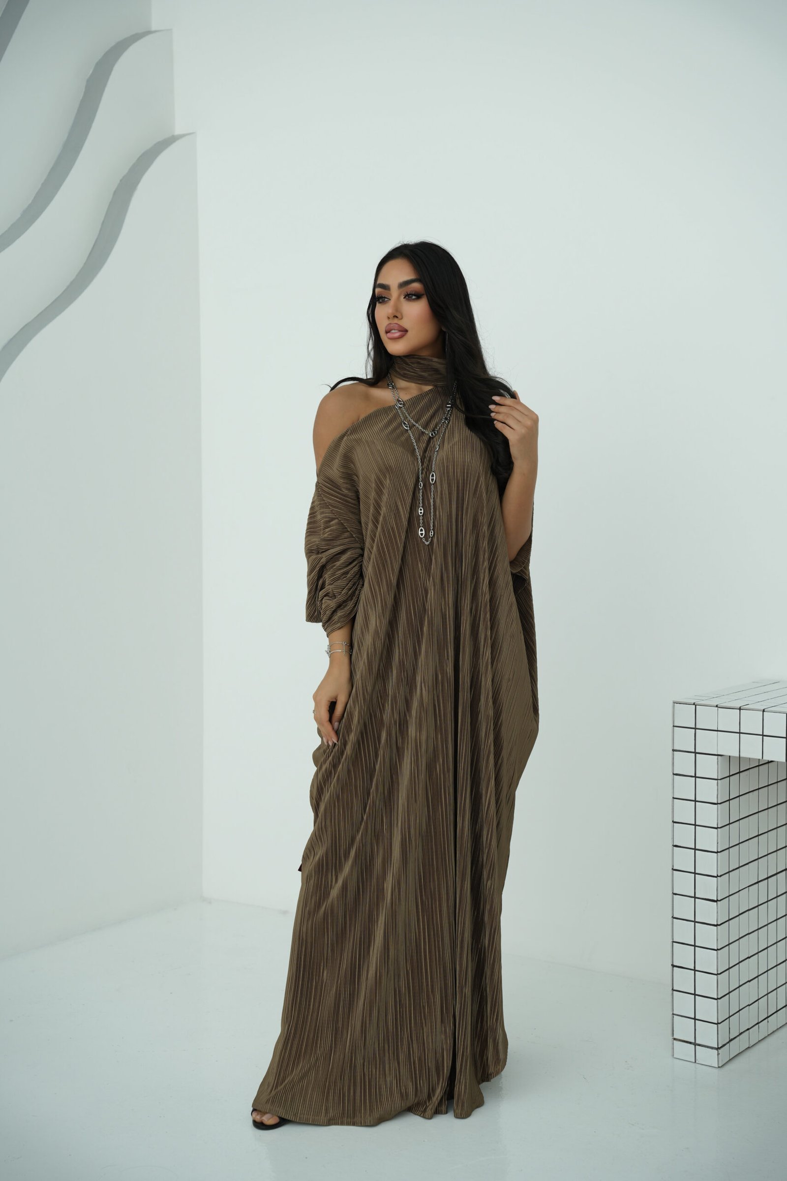 The pleated Free size - olive - الصورة 3