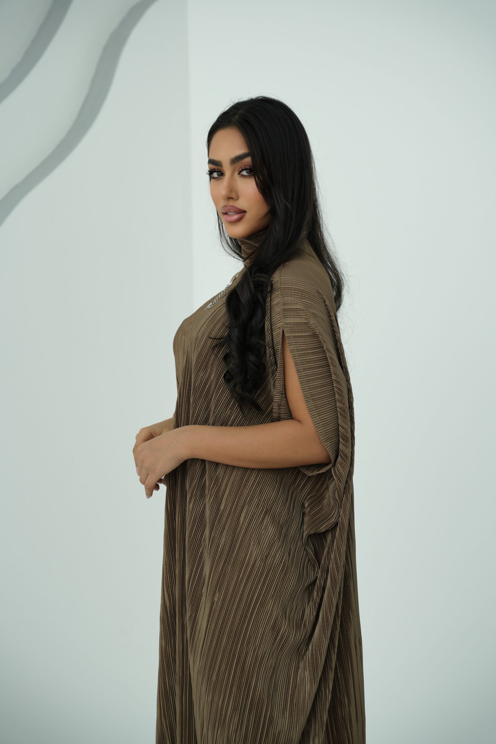The pleated Free size - olive - الصورة 4