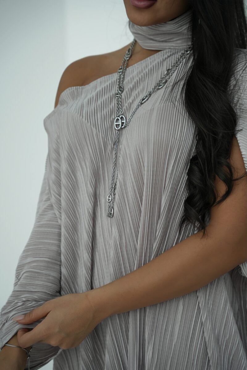 ⁦The pleated Free size - silver⁩ - الصورة ⁦4⁩